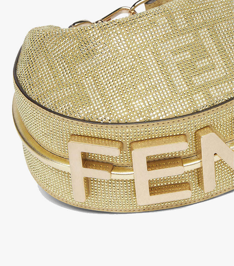 Back view of Fendi champagne mini shoulder bag