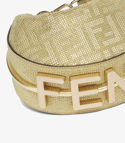 Back view of Fendi champagne mini shoulder bag