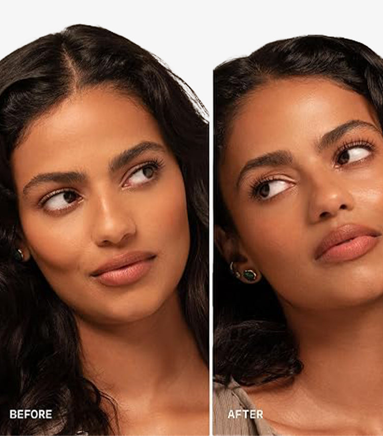 Before and after using Milani Make It Last Sunscreen Setting Spray