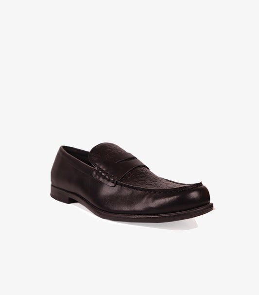 GUESS MEN’S BLACK LEATHER LOAFER