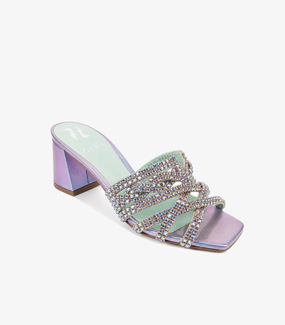 GINA CRYSTAL EMBELLISHED BLOCK HEEL