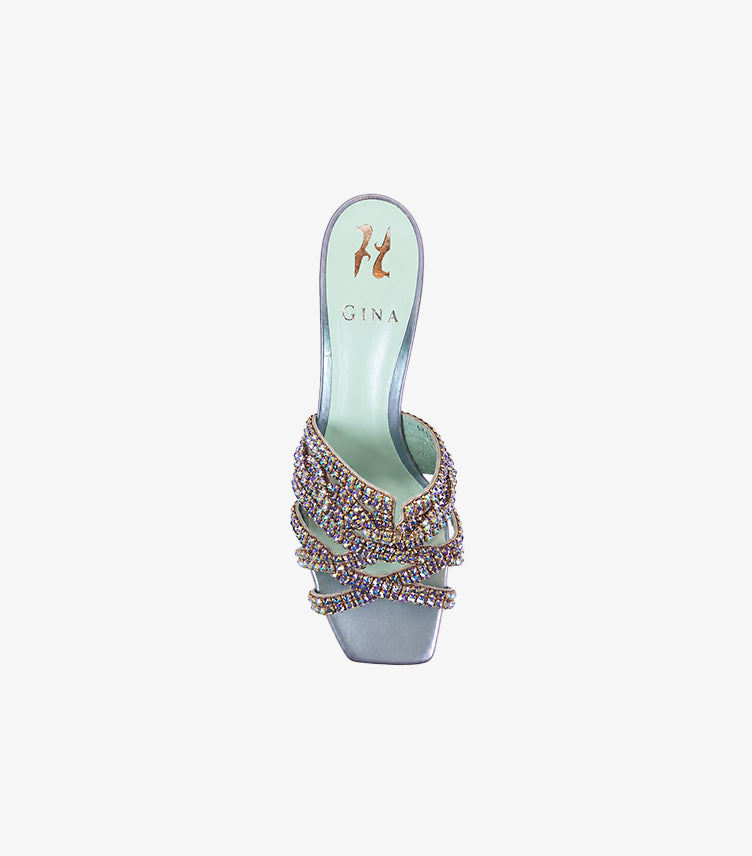 GINA CRYSTAL EMBELLISHED BLOCK HEEL