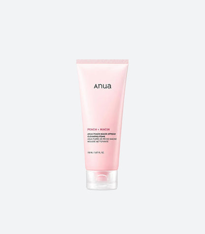 Anua Peach Niacin Spread Cleansing Foam 150ml Soft Pink Squeeze Tube with Peach and Niacinamide Formula – Korean K-Beauty Viral Brightening Face Cleanser Tube Front View