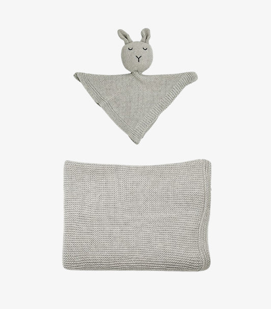 LITTLE BABY BLANKET & BUNNY COMFORTER SET – GREY