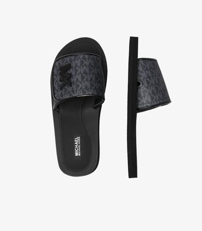 MICHAEL KORS WOMEN’S BLACK LOGO SLIDES