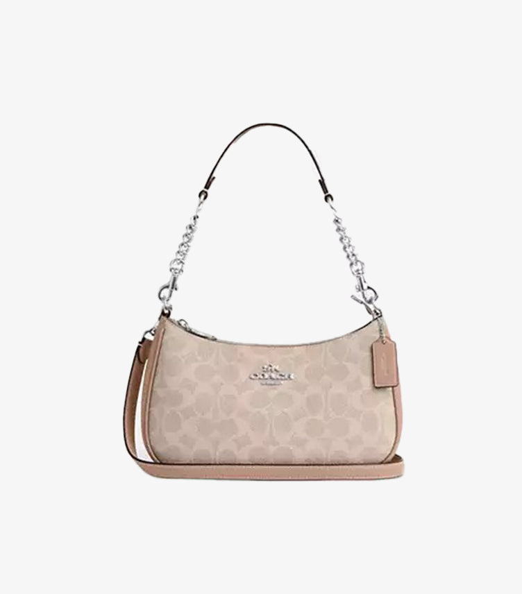 Coach Teri Shoulder Bag in Signature Canvas Front View