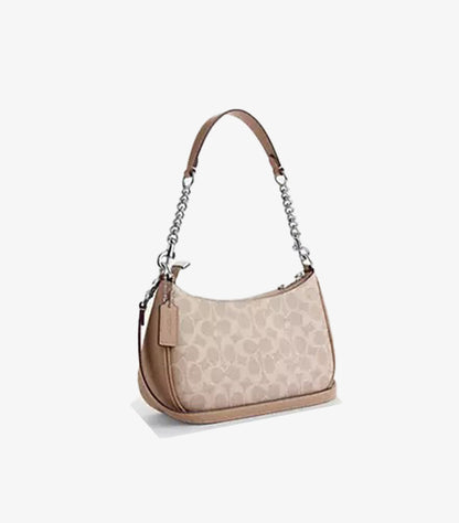 Coach Teri Signature Canvas Handbag Side Angle View