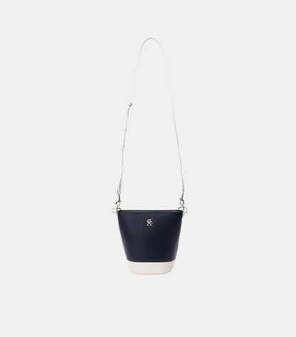 TOMMY HILFIGER WOMEN’S BUCKET SHOULDER BAG – NAVY & WHITE COLOR-BLOCK