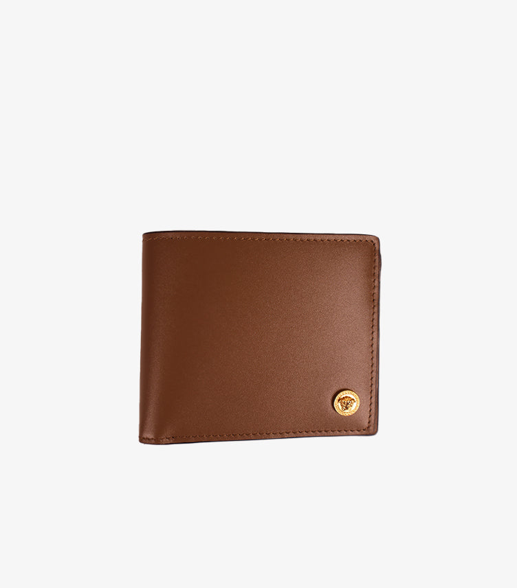 VERSACE MEN'S MEDUSA BIFOLD LEATHER WALLET - BROWN