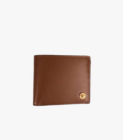 VERSACE MEN'S MEDUSA BIFOLD LEATHER WALLET - BROWN