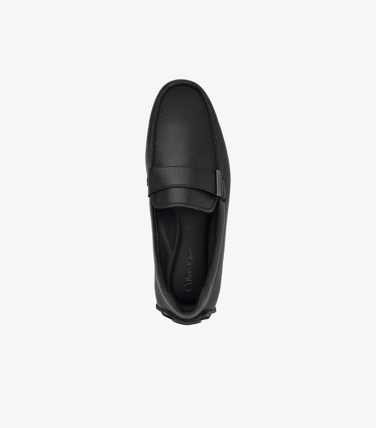 CALVIN KLEIN MEN’S CLASSIC BLACK LEATHER LOAFERS