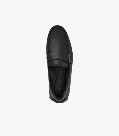CALVIN KLEIN MEN’S CLASSIC BLACK LEATHER LOAFERS