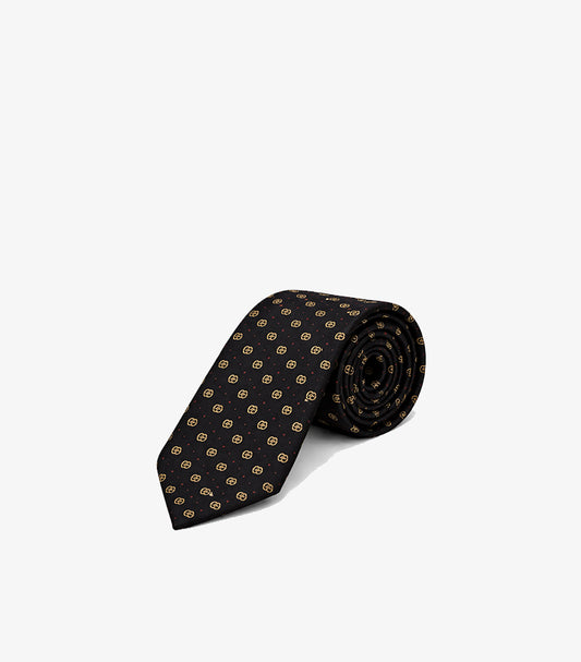 GUCCI BLACK SIGNATURE GG SILK TIE
