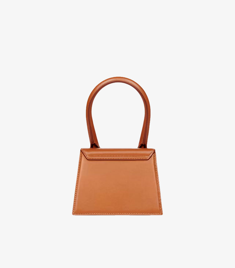 Back view of Jacquemus premium leather structured top handle handbag.