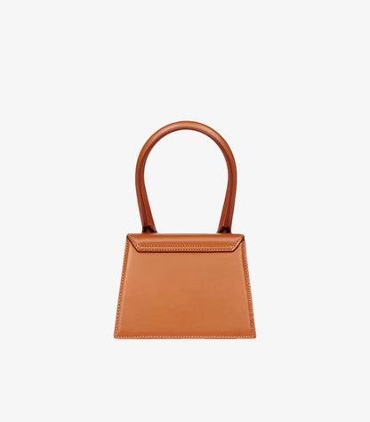 Back view of Jacquemus premium leather structured top handle handbag.