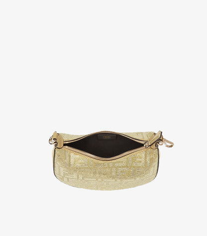 Interior compartment of Fendi mini suede handbag