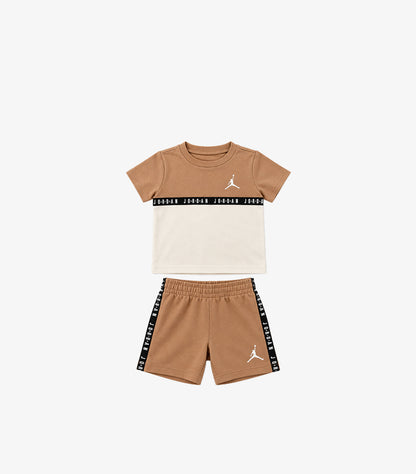 Front product view of Jordan baby Jumpman short-sleeve T-shirt and elasticated shorts outfit set