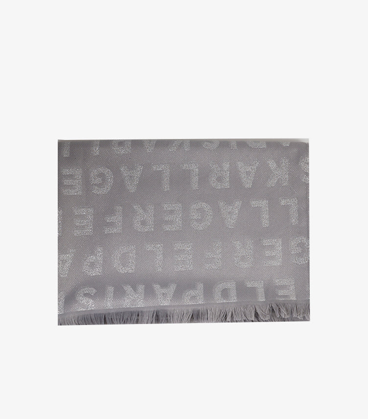 KARL LAGERFELD WOMEN’S ALL-OVER LOGO SCARF – GREY