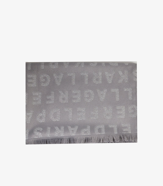 KARL LAGERFELD WOMEN’S ALL-OVER LOGO SCARF – GREY
