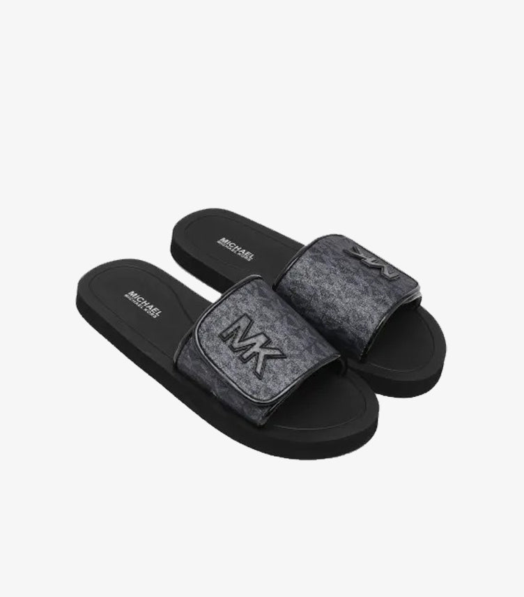 MICHAEL KORS WOMEN’S BLACK LOGO SLIDES