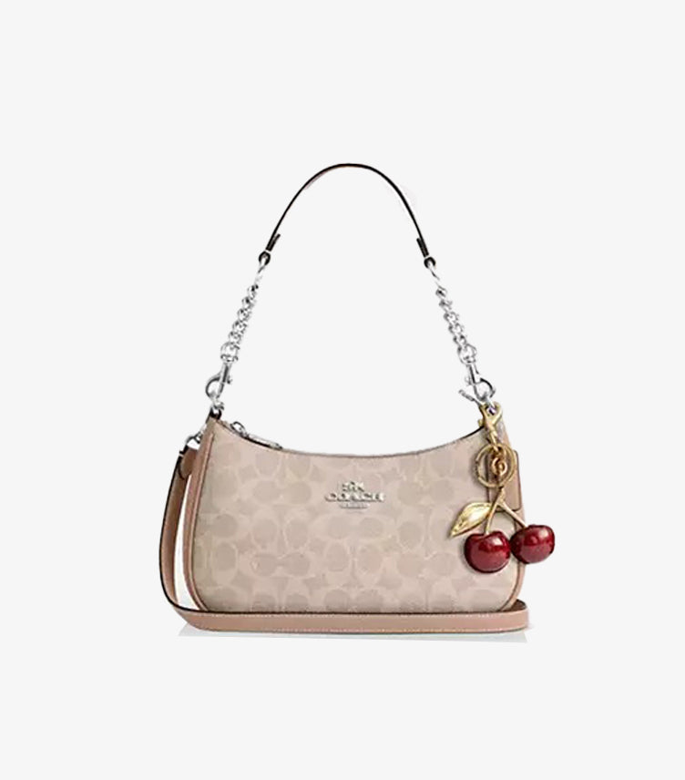 Coach Teri Shoulder Bag in Signature Canvas Front View