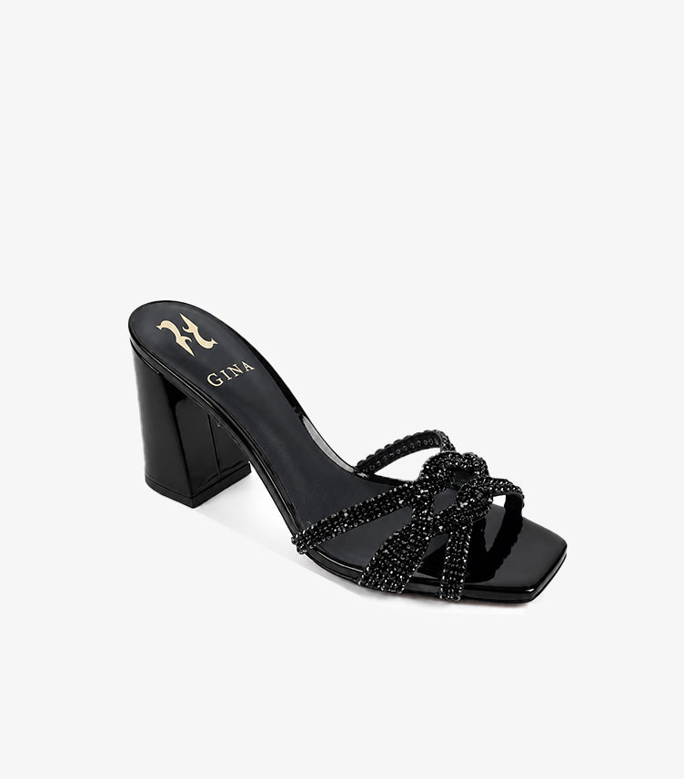 GINA CRYSTAL EMBELLISHED BLOCK HEEL