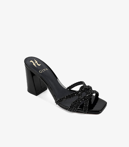 GINA CRYSTAL EMBELLISHED BLOCK HEEL