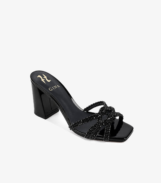 GINA CRYSTAL EMBELLISHED BLOCK HEEL