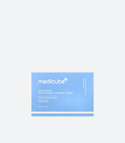 Medicube Hyaluronic Moisturizing Capsule Cream 55g blue product box for daily facial hydration